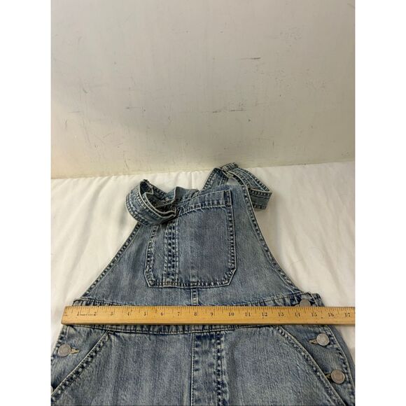Gap Denim Small S shortall overalls rolled hems metal buttons rn#54023 - Picture 7 of 9